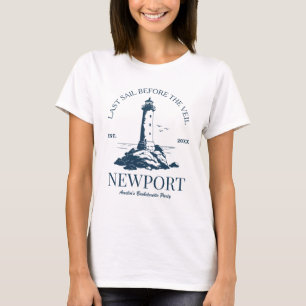 Beach Bachelorette Party Vintage Lighthouse Logo T-Shirt