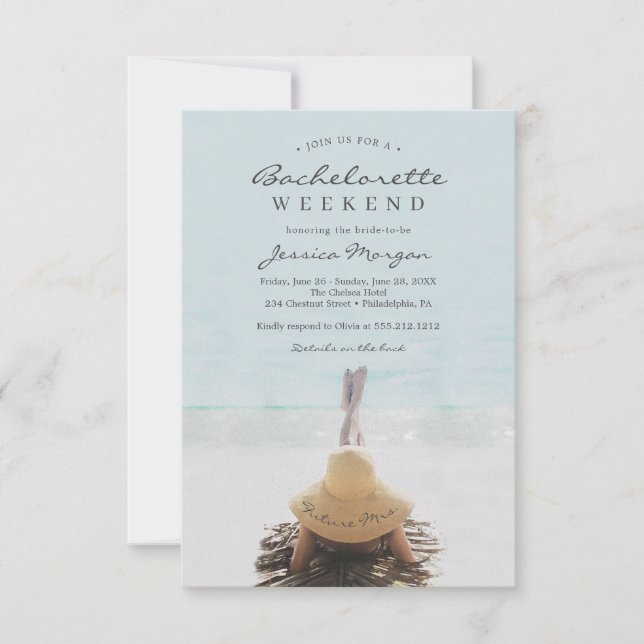 Beach Bachelorette Party Weekend Itinerary Invite (Front)