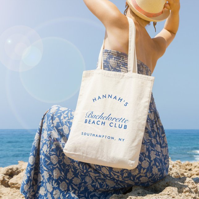Beach Bachelorette Retro Modern Personalised Tote Bag (Beach Bachelorette Retro Modern Personalized Tote Bag)