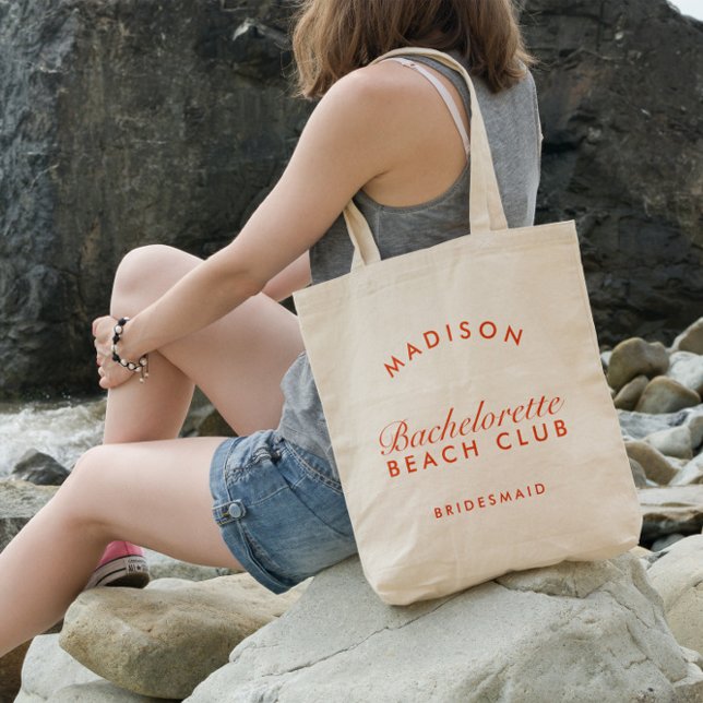 Beach Bachelorette Retro Modern Personalised Tote Bag (Beach Bachelorette Retro Modern Personalized Tote Bag)