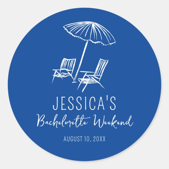 Beach Bachelorette weekend favour Classic Round Sticker (Front)