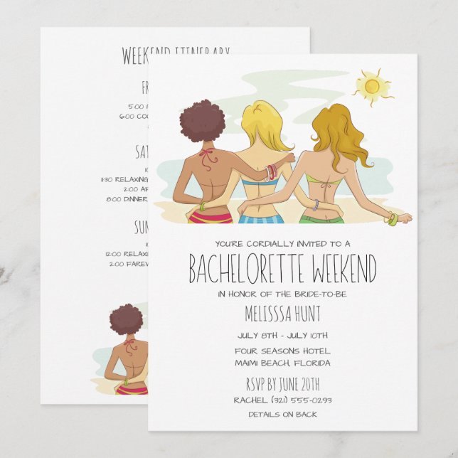 Beach Bachelorette Weekend Getaway Invitation (Front/Back)