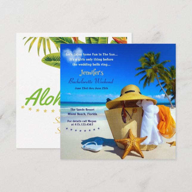 Beach Bachelorette Weekend  Invitation (Front/Back)