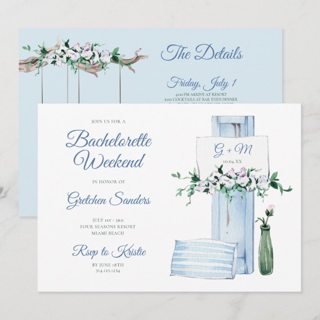 Beach Bachelorette Weekend Itinerary Invitation (Front/Back)