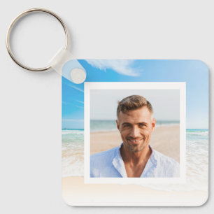 Beach Background Memorial Keepsake Keychain