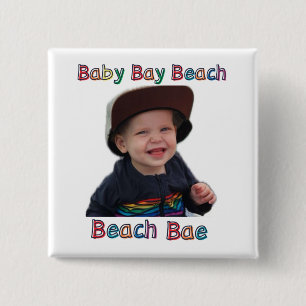 beach bae 15 cm square badge