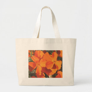 Beach Bag, CA Poppies # 3484 Large Tote Bag