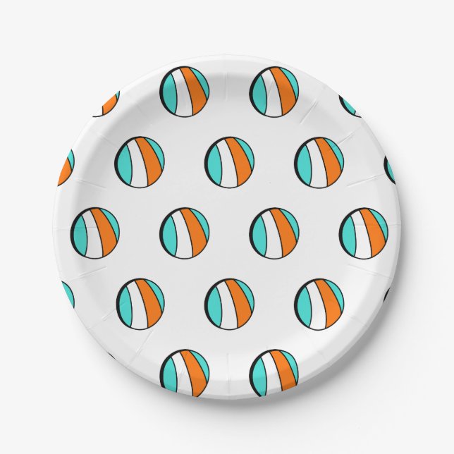Beach Ball Birthday Paper Plate (Front)