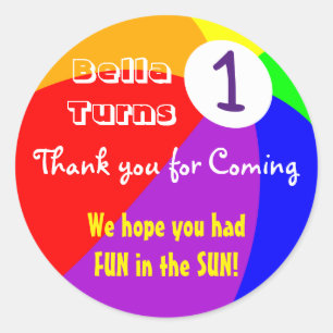 Beach Ball Birthday Stickers
