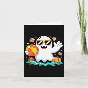 Beach Ball Halloween Ghost Summer Spooky Vacation Card