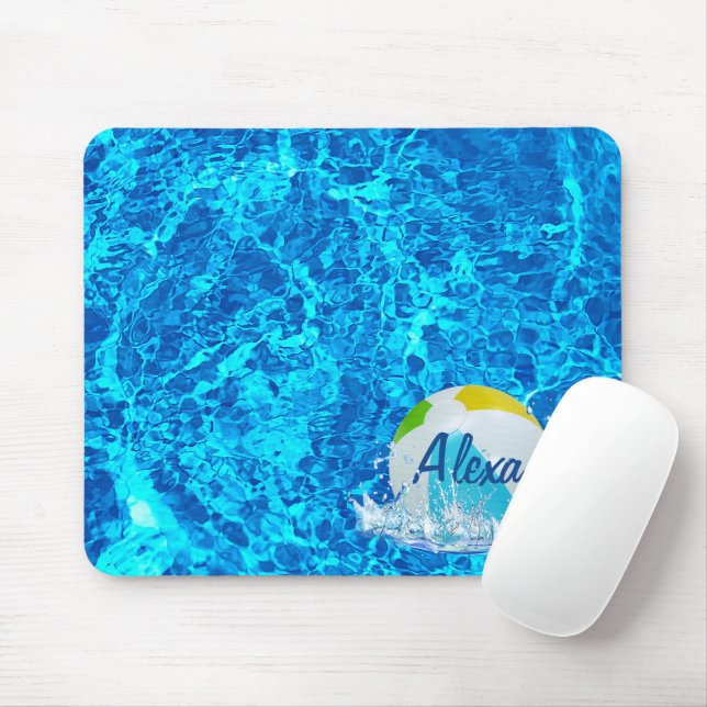 Beach Ball In Swimming Pool Mouse Mat (With Mouse)