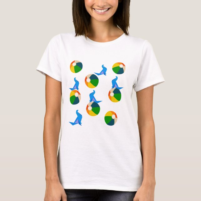 Beach Ball & Origami Seal Women's T-Shirt (Front)