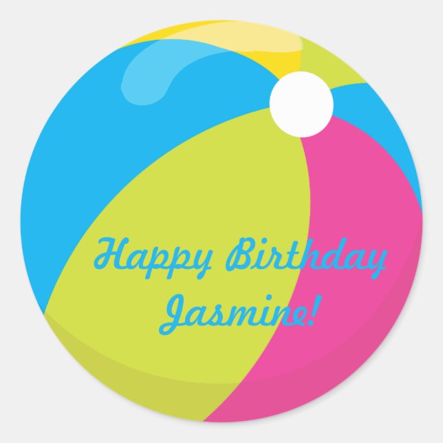 Beach Ball | Personalised Classic Round Sticker (Front)