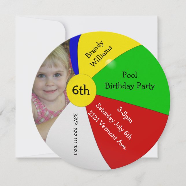 Beach Ball Photo Birthday Party Invitation (Front)