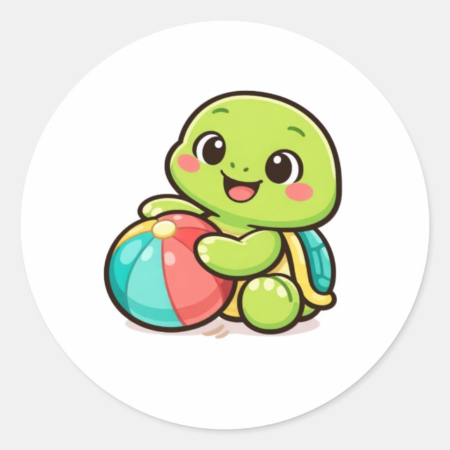 Beach Ball Play Classic Round Sticker (Front)