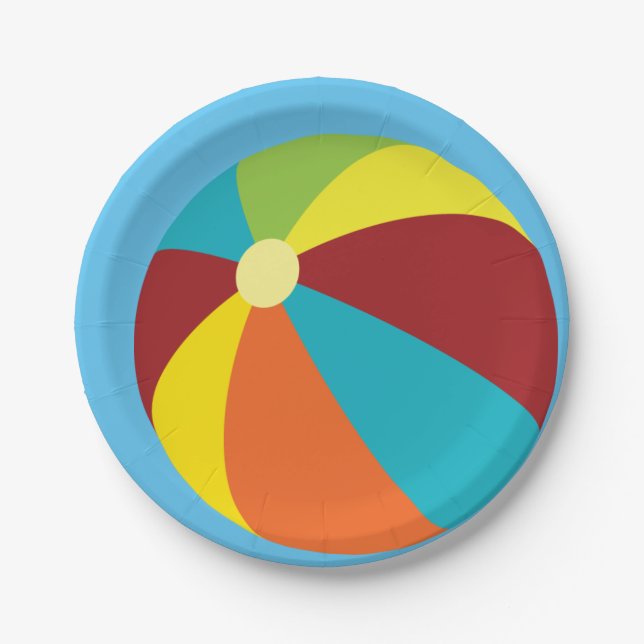 Beach ball pool party paper plates (Front)