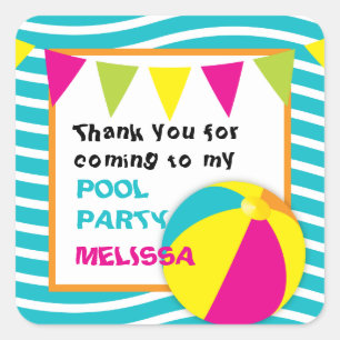 Beach Ball/Pool Party Round Stickers