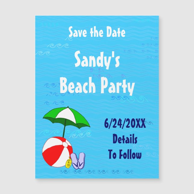 Beach Ball Pool Party Save the Date Magnetic Card (Front)