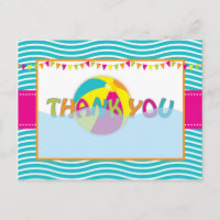 Beach Ball/Pool Party Thank You Post Card