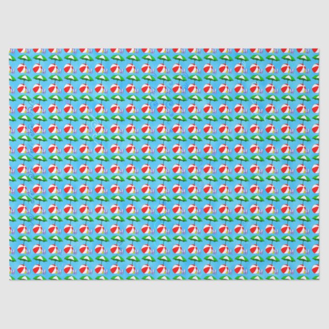 Beach Ball Pool Toys Pattern Tissue Paper (Front)