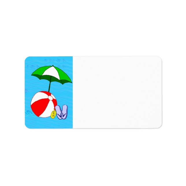 Beach Ball Pool Umbrella Blank Address Label (Front)