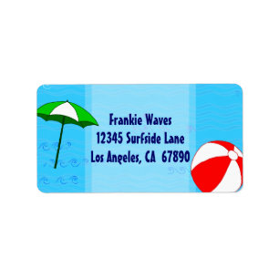 Beach Ball Pool Umbrella Custom Address Label