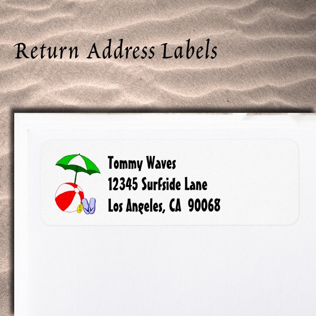 Beach Ball Pool Umbrella Custom Address Label (Beach Ball Pool Umbrella Custom Address Label)