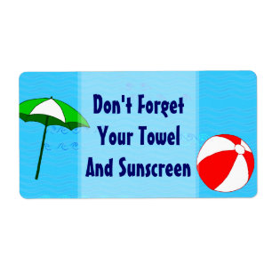 Beach Ball Pool Umbrella Custom Label Large