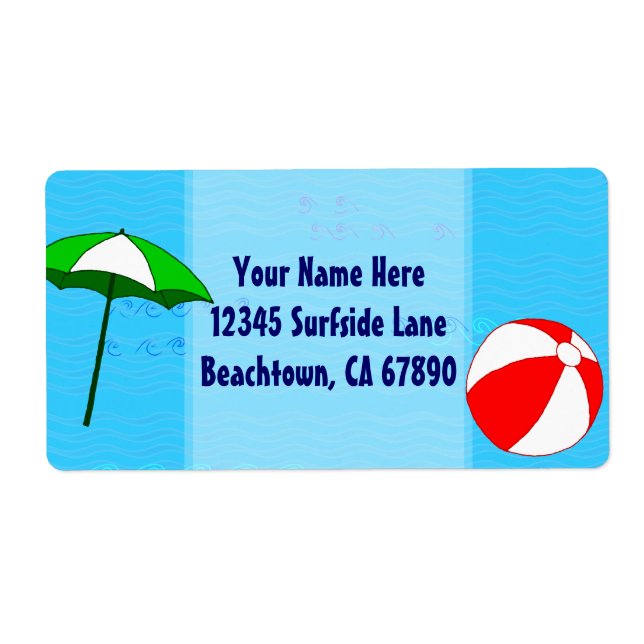 Beach Ball Pool Umbrella Custom Shipping Label (Front)