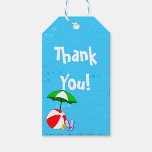 Beach Ball Pool Umbrella Custom Thank You Tag