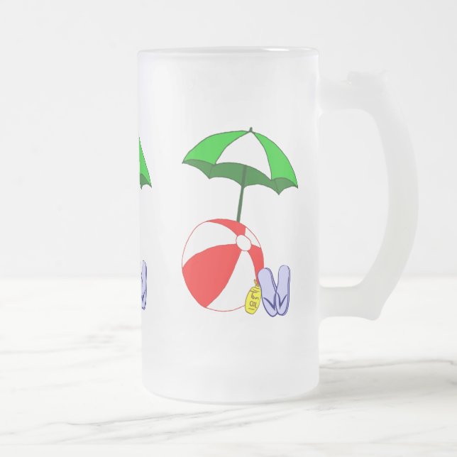 Beach Ball Pool Umbrella Frosted Mug (Right)