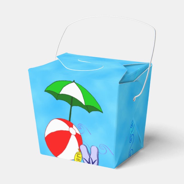 Beach Ball Pool Umbrella Party Favour Box (Front Side)