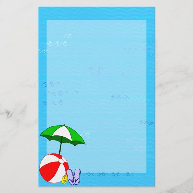 Beach Ball Pool Umbrella Stationery (Front)