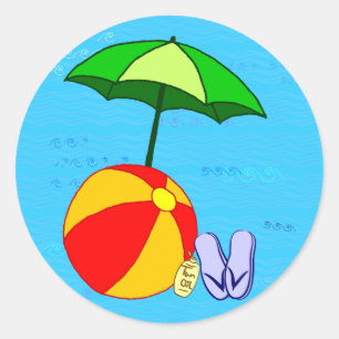 Beach Ball Pool Umbrella Sticker