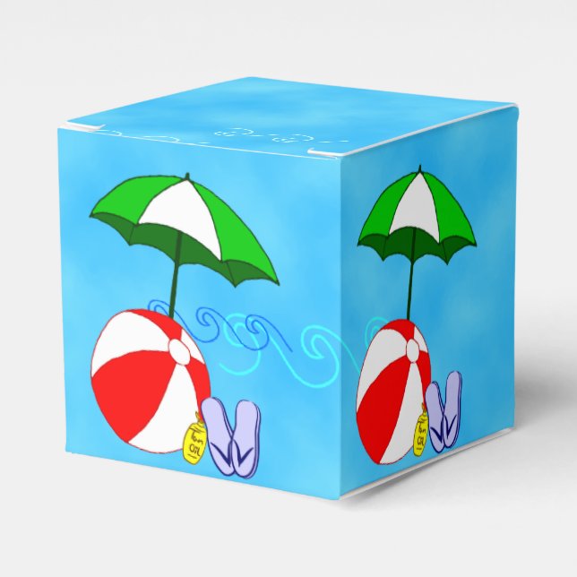Beach Ball Pool Umbrella Swimming Party Favour Box (Front Side)
