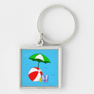 Beach Ball Pool Umbrella Template Key Ring