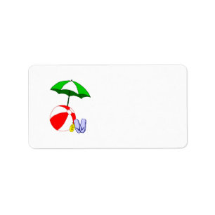 Beach Ball Pool Umbrella Template Label