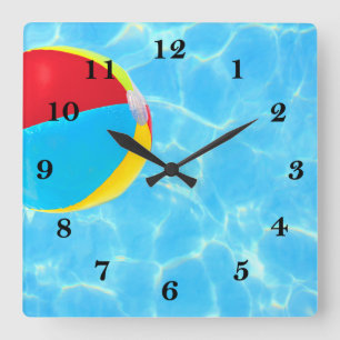 Beach Ball Square Wall Clock