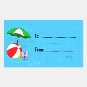 Beach Ball Umbrella Custom Tag Sticker