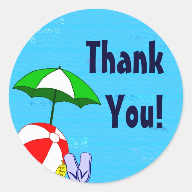 Beach Ball Umbrella Custom Thank You Sticker (Front)