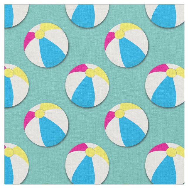 Beach Balls Cute Summer Pool Fabric (Close Up)