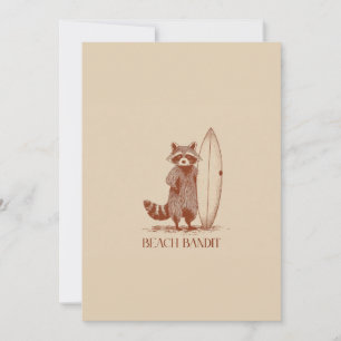 Beach Bandit Raccoon Surfer – Funny Vintage Holiday Card