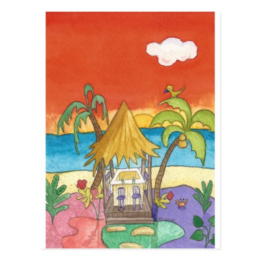 Beach Bar at Sunset Postcard
