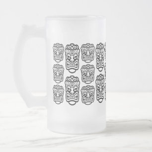 Beach Bar Party Retro Tiki  Frosted Glass Beer Mug