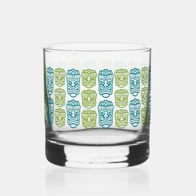 Beach Bar Party Retro Tiki Whiskey Glass (Front)