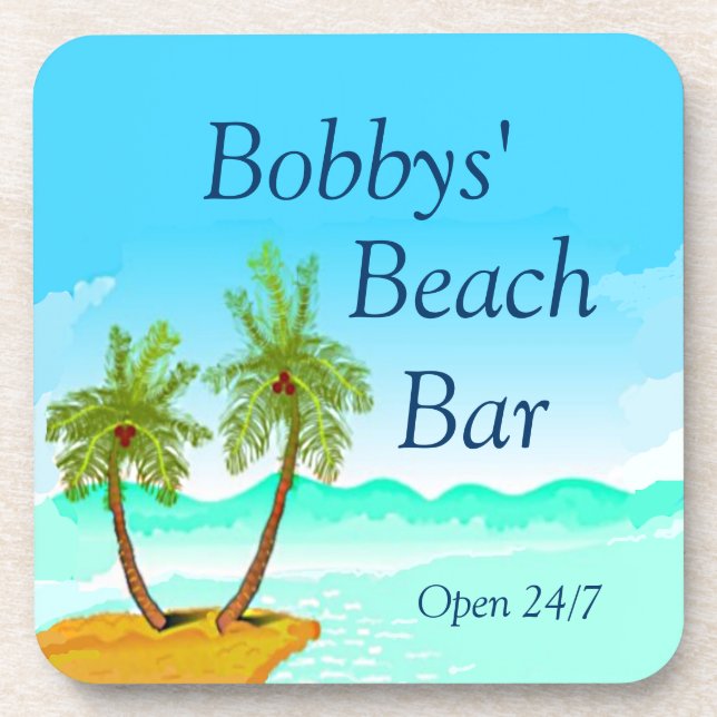Beach Bar Personalise It Coaster (Front)
