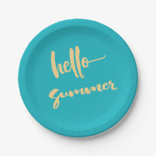 Beach Barbecue Picnic Party Hello Summer Paper Plate