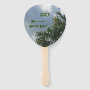 Beach Bash Family Name & Year Tropical Palm Design Hand Fan