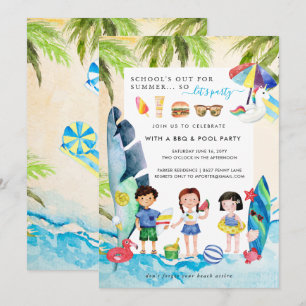 Beach Bash   Schools Out Summer Party Invitation