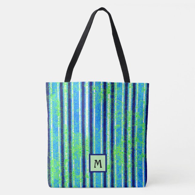 Beach Batik Stripes Monogram Tote Bag (Front)